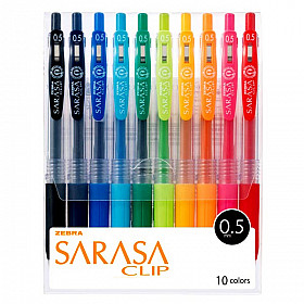 Zebra Sarasa Clip Gel Ink Pen - Fine - Set of 10