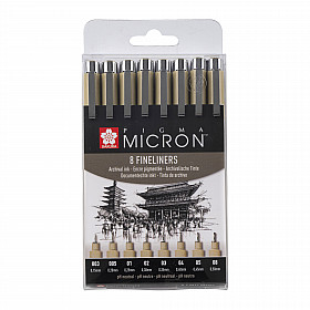 Sakura Pigma Micron Fineliner - Black - Set of 8