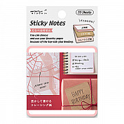 Midori Sticky Notes - 3 Types of Paper - 70 Sheets - Pink