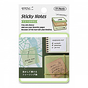 Midori Sticky Notes - 3 Types of Paper - 70 Sheets - Green