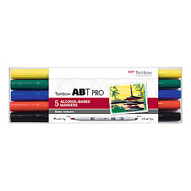 Tombow ABT PRO Alcohol-based Marker - Basic Colours - Set of 5