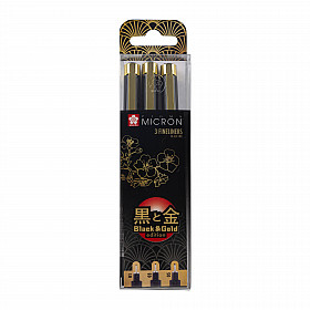 Sakura Pigma Micron Fineliner - Black & Gold Edition - Set of 3