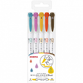 Zebra Mildliner Brush Pen - Mild Deep & Warm Colors - Set of 5