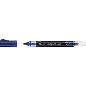 Pentel XGFH Dual Metallic Brush Pen - Blue / Metallic Green
