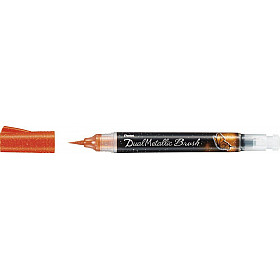 Pentel XGFH Dual Metallic Brush Pen - Orange / Metallic Yellow