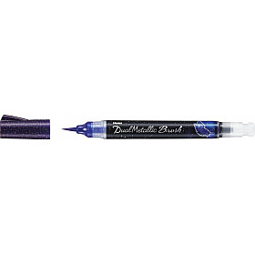 Pentel XGFH Dual Metallic Brush Pen - Violet / Metallic Blue