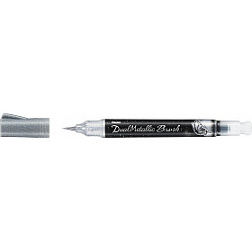 Pentel XGFH Dual Metallic Brush Pen - Silver