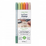 Midori Color Pen Set for Pre-Inked / Paintable Stamp - Positive Vibe (Set of 6)