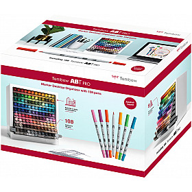 Tombow ABT PRO Alcohol-based Marker - Desktop Organizer with 107 colours + blender