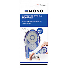 Tombow MONO CT-YRE6 Correction Tape Roller Refill - 6 mm - Blue
