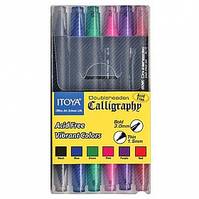 Itoya CL-100 Doubleheader Calligraphy - Vibrant Colors - Set of 6