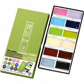 Kuretake Gansai Tambi Water Colouring Brush Set - 12 Colors - Set II (New Colours)