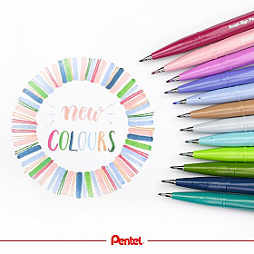 Pentel Touch Brush Sign Pen Nieuwe Kleuren - Set van 12