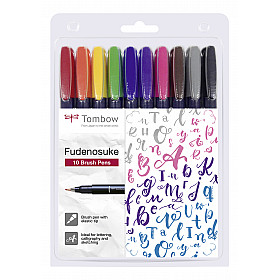 Tombow Fudenosuke Brush Pen - Hard - Set of 10