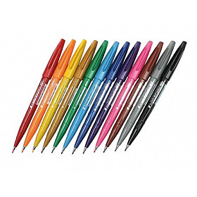 Pentel Touch Brush Sign Pen Basis Kleuren - Set van 12