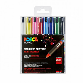Uni Posca PC-1MR Paint Marker - Ultra Fine - Standard Colors - Set of 8